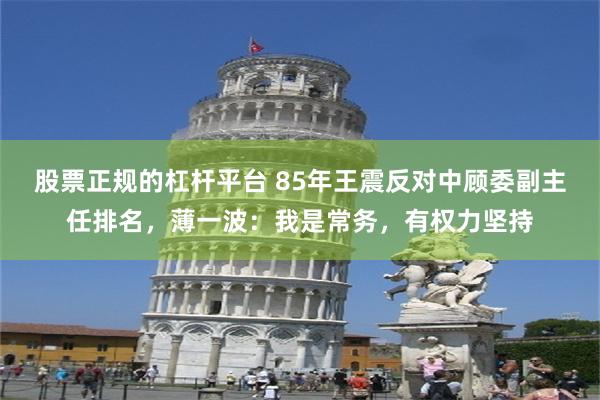 股票正规的杠杆平台 85年王震反对中顾委副主任排名，薄一波：我是常务，有权力坚持