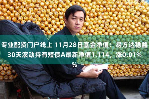 专业配资门户线上 11月28日基金净值：易方达稳鑫30天滚动持有短债A最新净值1.114，涨0.01%