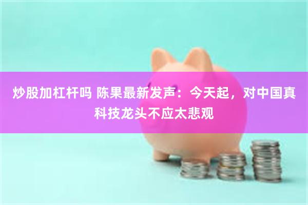 炒股加杠杆吗 陈果最新发声：今天起，对中国真科技龙头不应太悲观